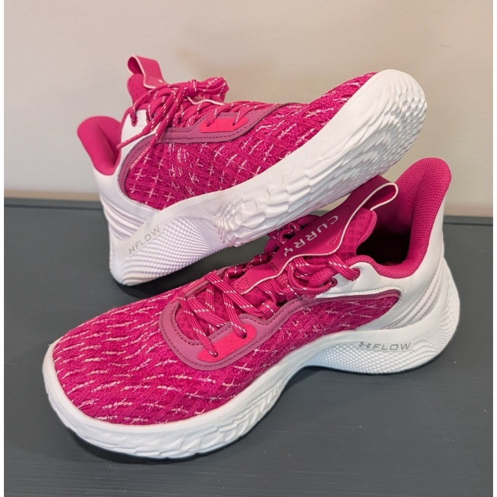 Under Armour Curry Flow 9 Team Tropic Pink White 3025631-600 Mens 9.5 Womens 11